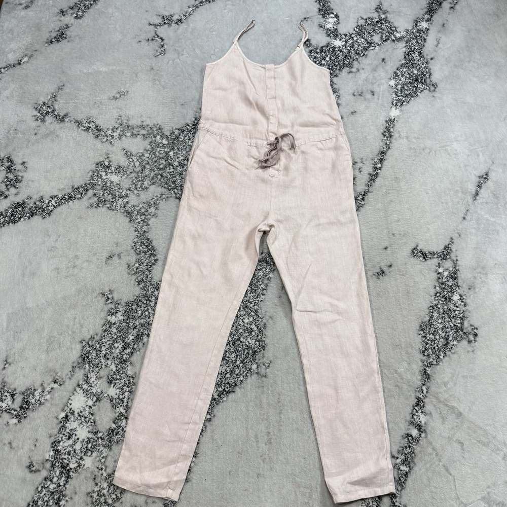 Ema Costa Linen Jumpsuit Womens Small Sleeveless Pink Minimalist Lagenlook Boho - Picture 1 of 11